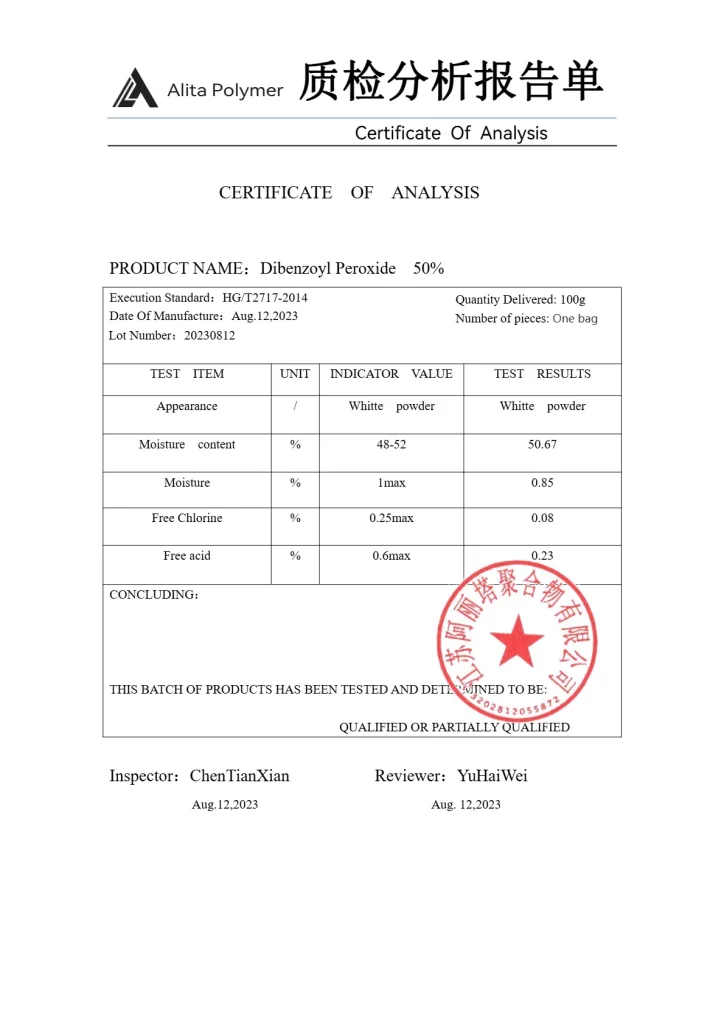 انالیز بنزوئیل پراکسید