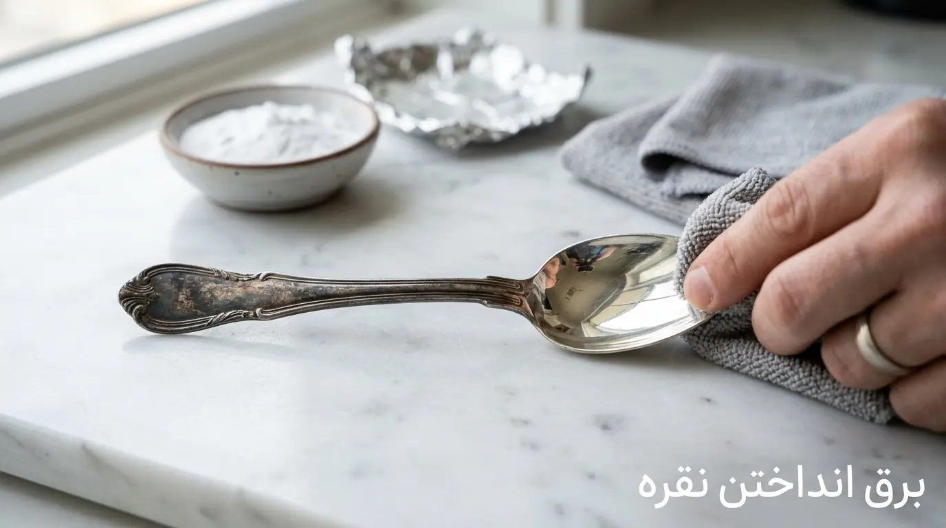 برق انداختن نقره با جوش شیرین در چند دقیقه | آموزش ۳ روش علمی و خانگی 4 تمیز کردن نقره با جوش شیرین در خانه | آموزش برق انداختن نقره