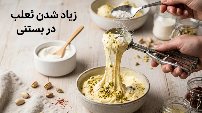 اگر ثعلب بستنی زیاد باشد چه میشود ؟ اثر آن روی کشسانی و طغم