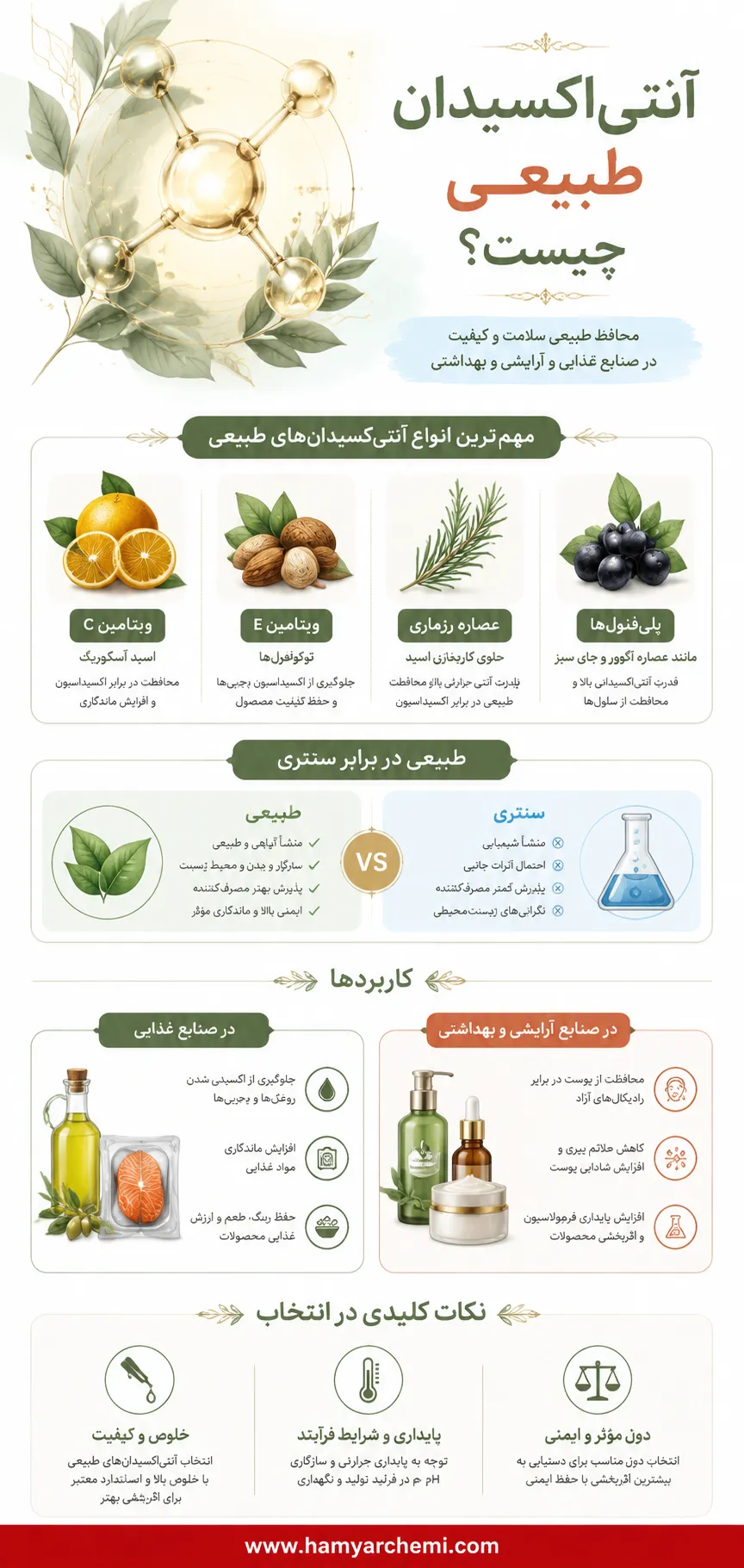 آنتی‌اکسیدان‌های طبیعی چیست؟ معرفی انواع، کاربردها و نقش آن‌ها در صنایع غذایی و آرایشی