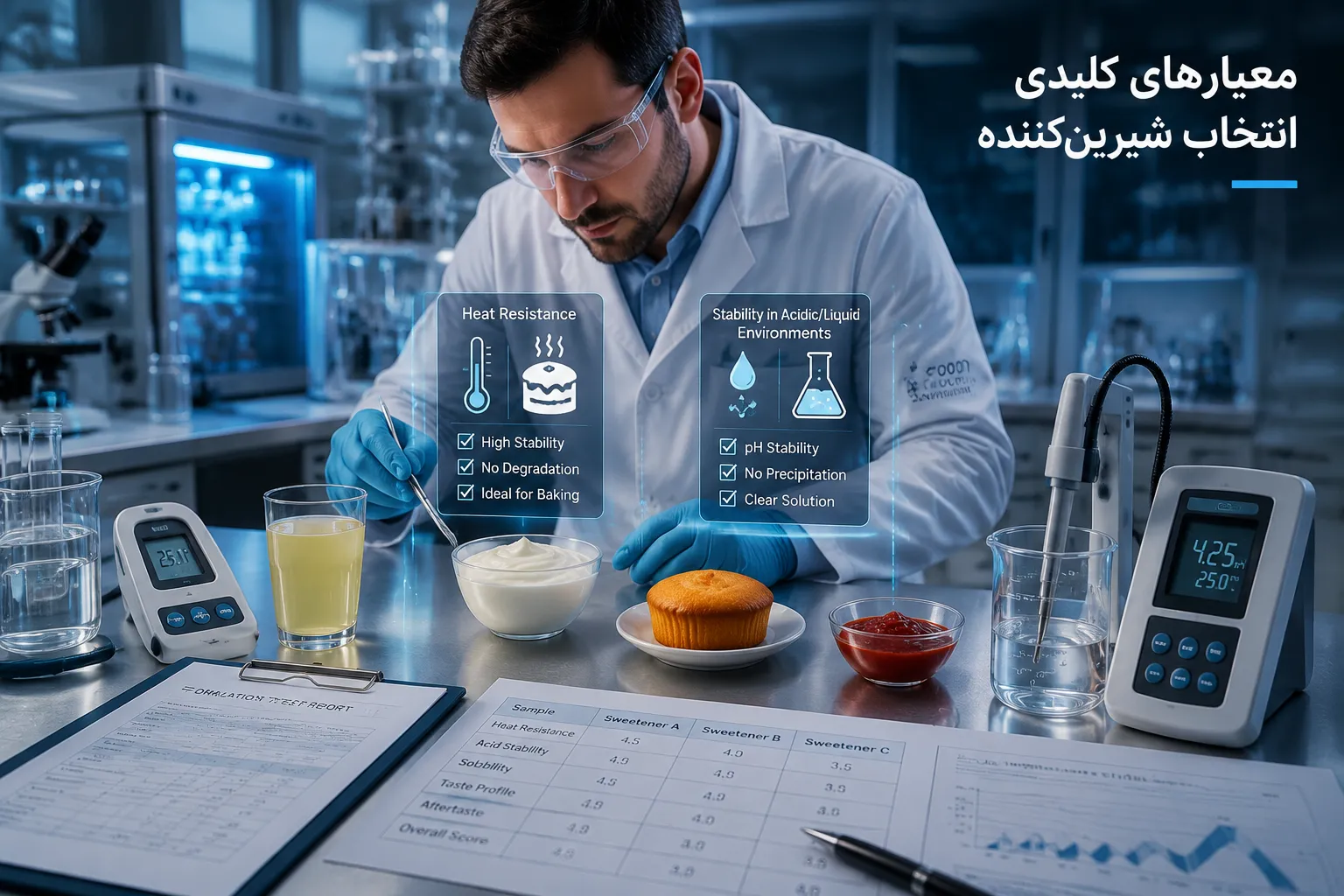راهنمای انتخاب شیرین‌کننده‌های مصنوعی در فرمولاسیون غذایی | حذف شکر و حفظ بافت و طعم