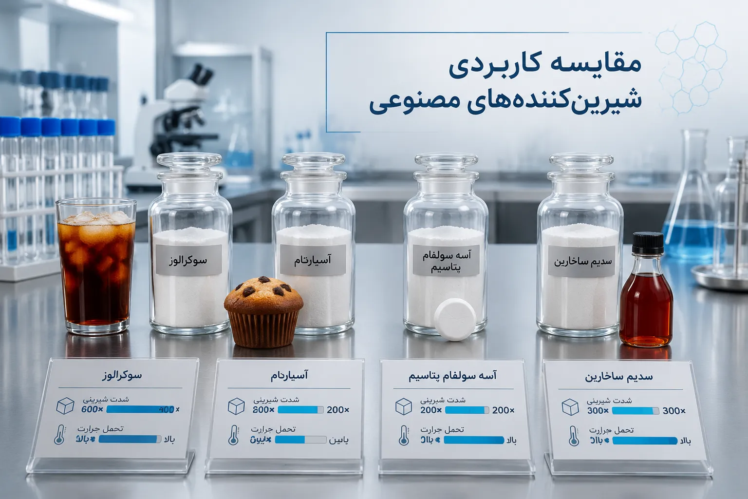 راهنمای انتخاب شیرین‌کننده‌های مصنوعی در فرمولاسیون غذایی | حذف شکر و حفظ بافت و طعم