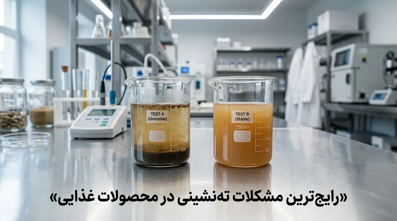 راهنمای جامع حل مشکل ته‌نشینی در صنایع غذایی؛ از عیب‌یابی فرمولاسیون تا پایداری بافت