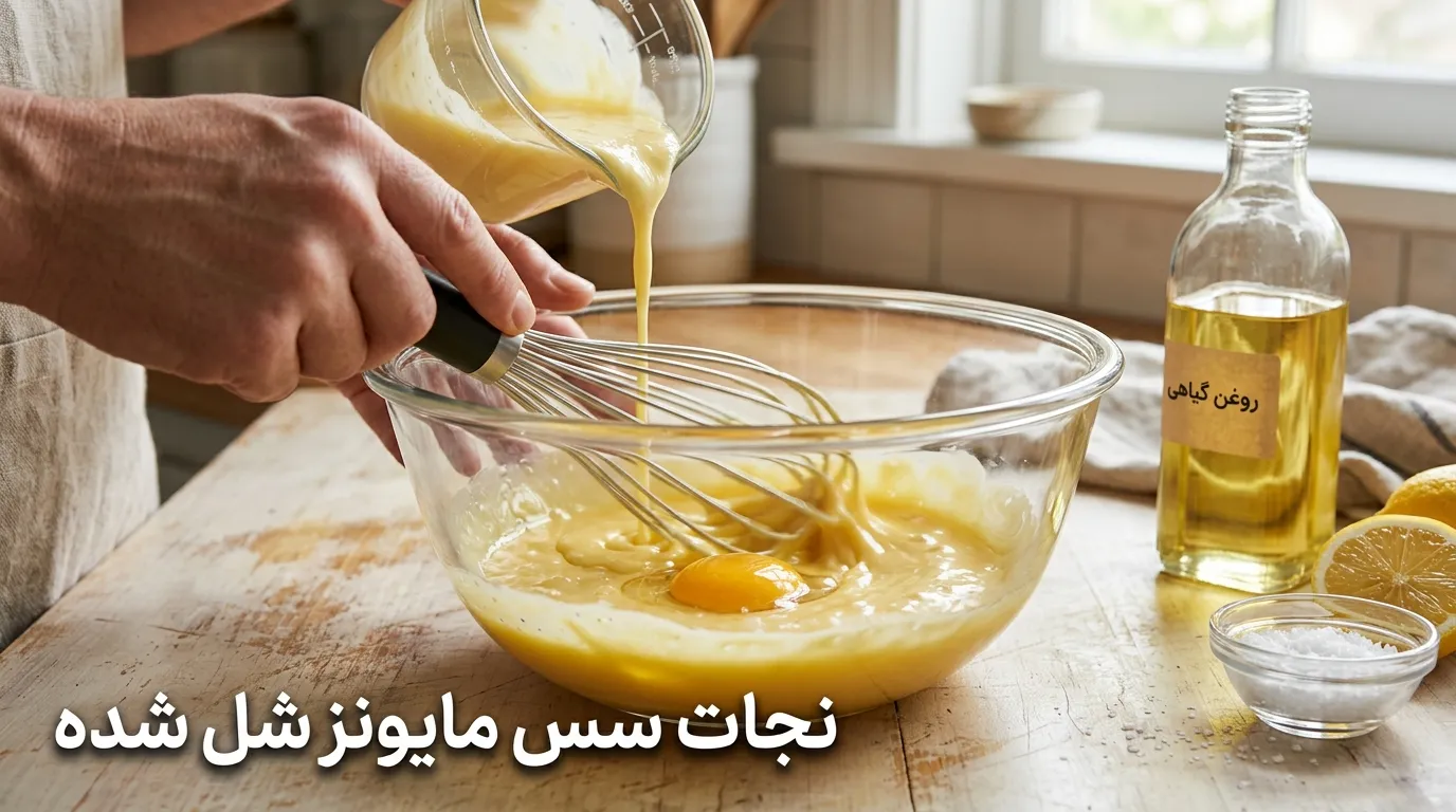علل شل شدن سس مایونز و راهکارهای عملی برای احیای بافت و تبدیل به یک سس سفت 5 چرا سس مایونز سفت نمیشه و چگونه درستش کنیم؟ + راه حل فوری