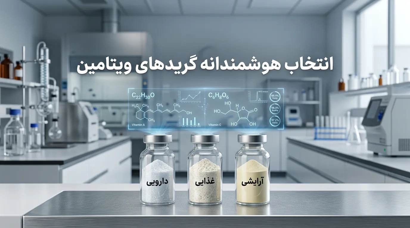 تفاوت گرید دارویی، غذایی و آرایشی ویتامین‌ها چیست؟ | راهنمای انتخاب گرید مناسب برای تولیدکنندگان