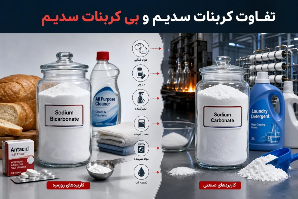 تفاوت کربنات سدیم و بی کربنات سدیم چیست؟ مقایسه کاربرد، قدرت اثر و موارد مصرف