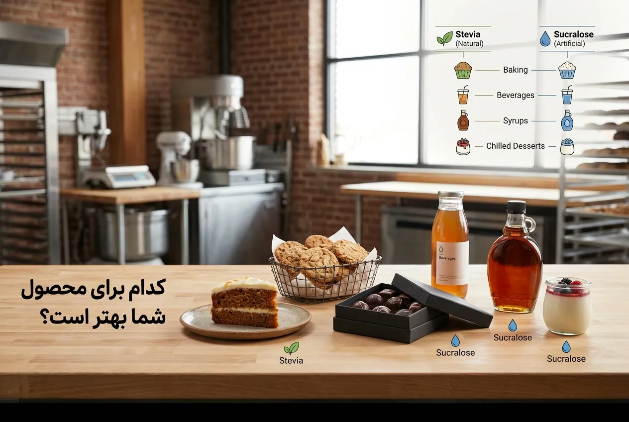 استویا یا سوکرالوز؟ کدام شیرین‌کننده برای تولیدات بدون قند کارگاه شما سودآورتر است؟