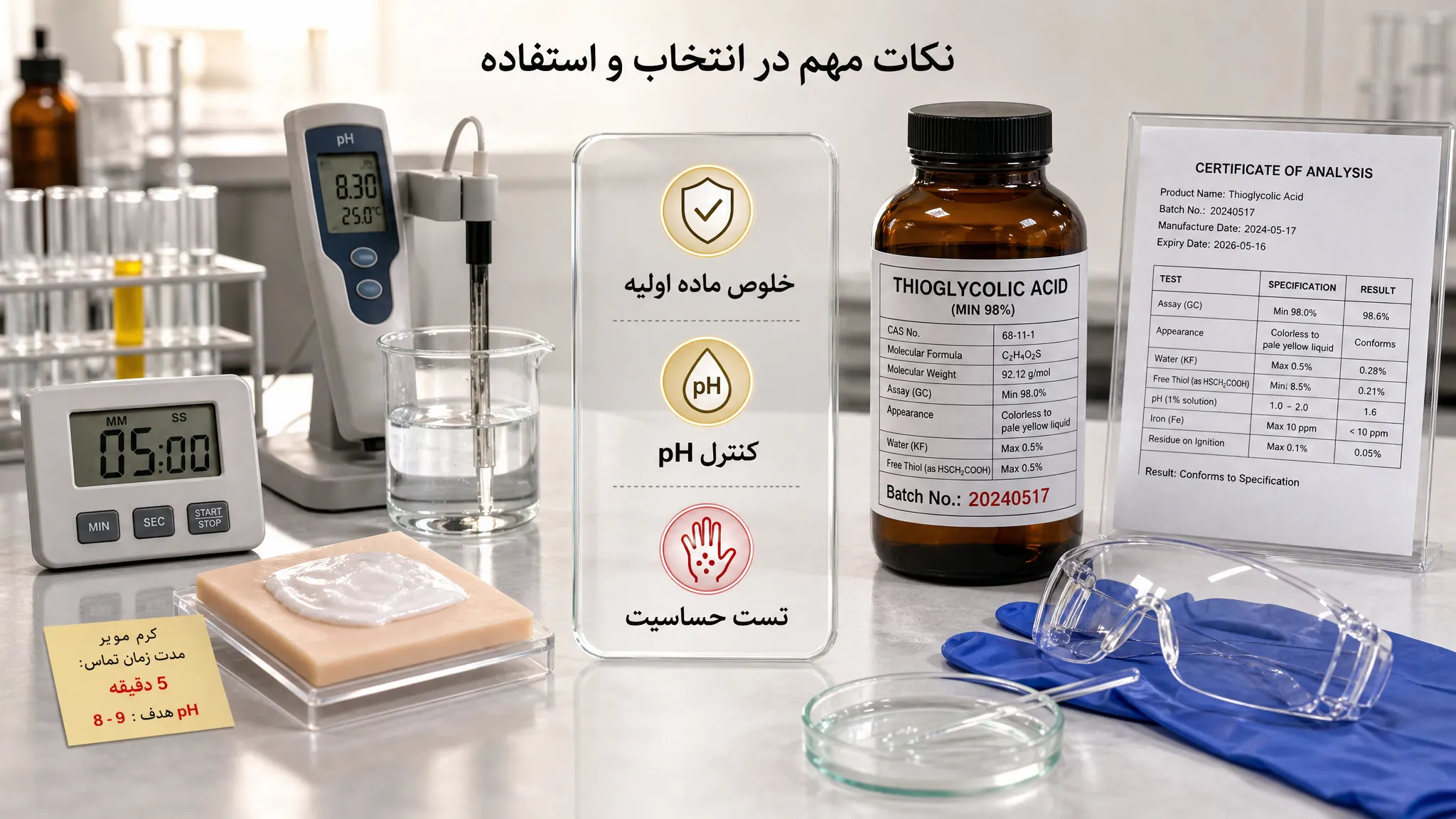 نقش تیوگلیکولیک اسید در محصولات موبر و فرمولاسیونهای آرایشی چیست و چگونه عمل میکند؟ 10 کاربرد تیوگلیکولیک اسید در محصولات موبر و فرمولاسیون آرایشی
